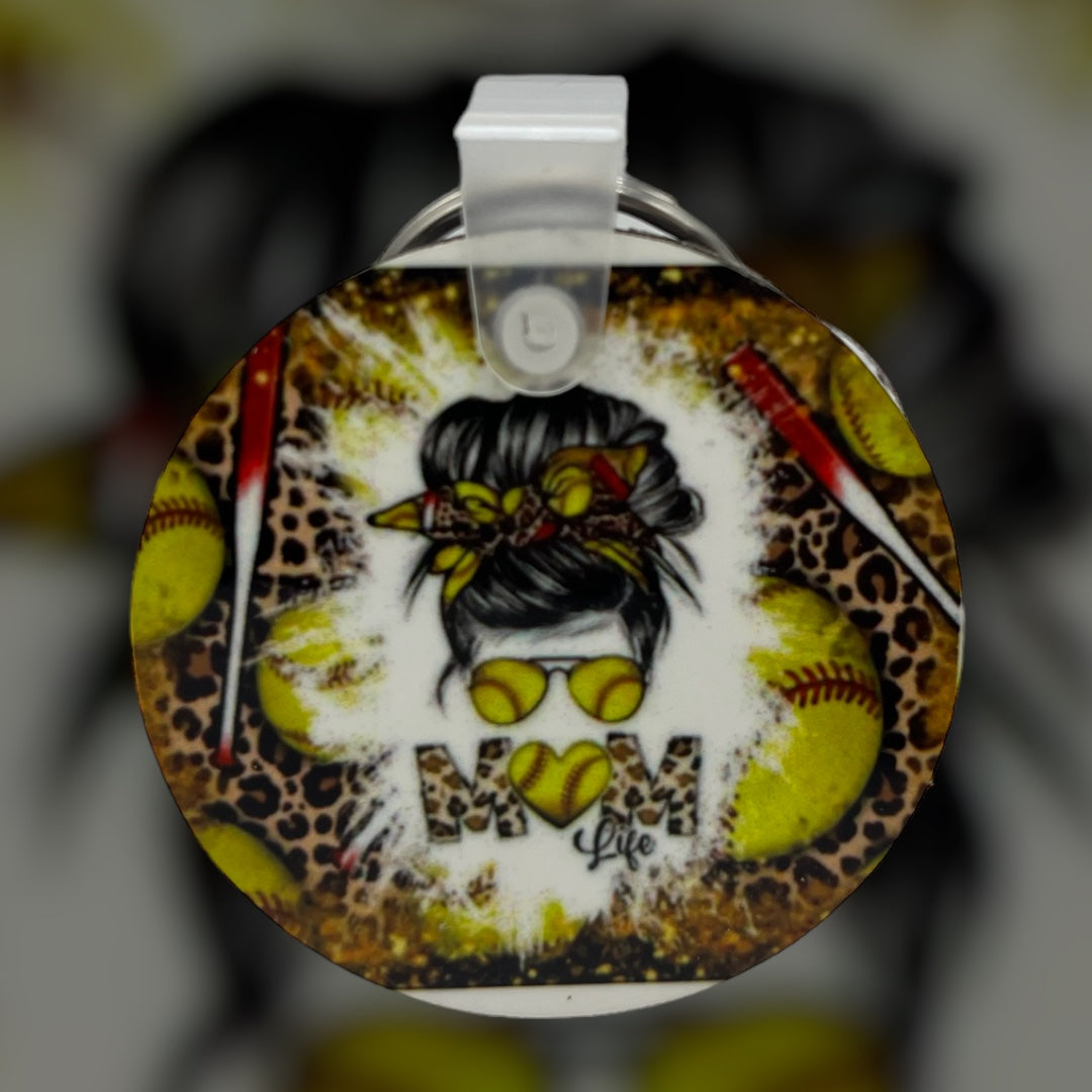 Softball Mom Life Keychain