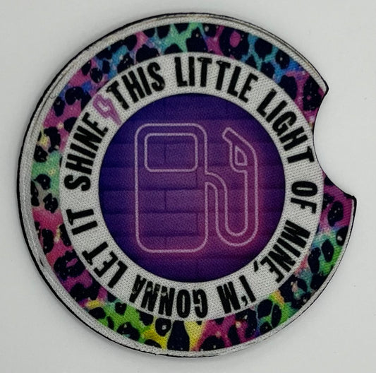 “This Little Light of Mine, I’m Going to Let it Shine” Neon Gas Gauge Car Coaster