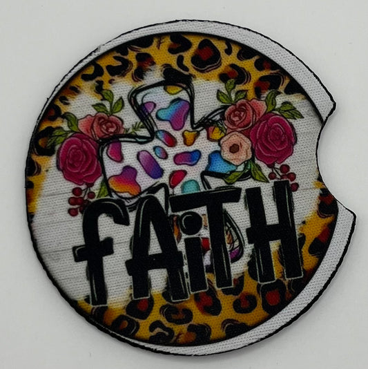 Faith/Cross/Sunflowers Car Coaster