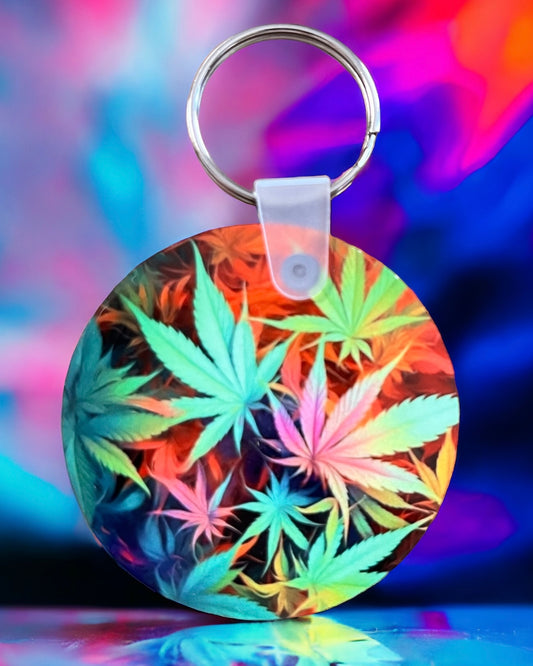 Pastel Cannabis Plant Keychain
