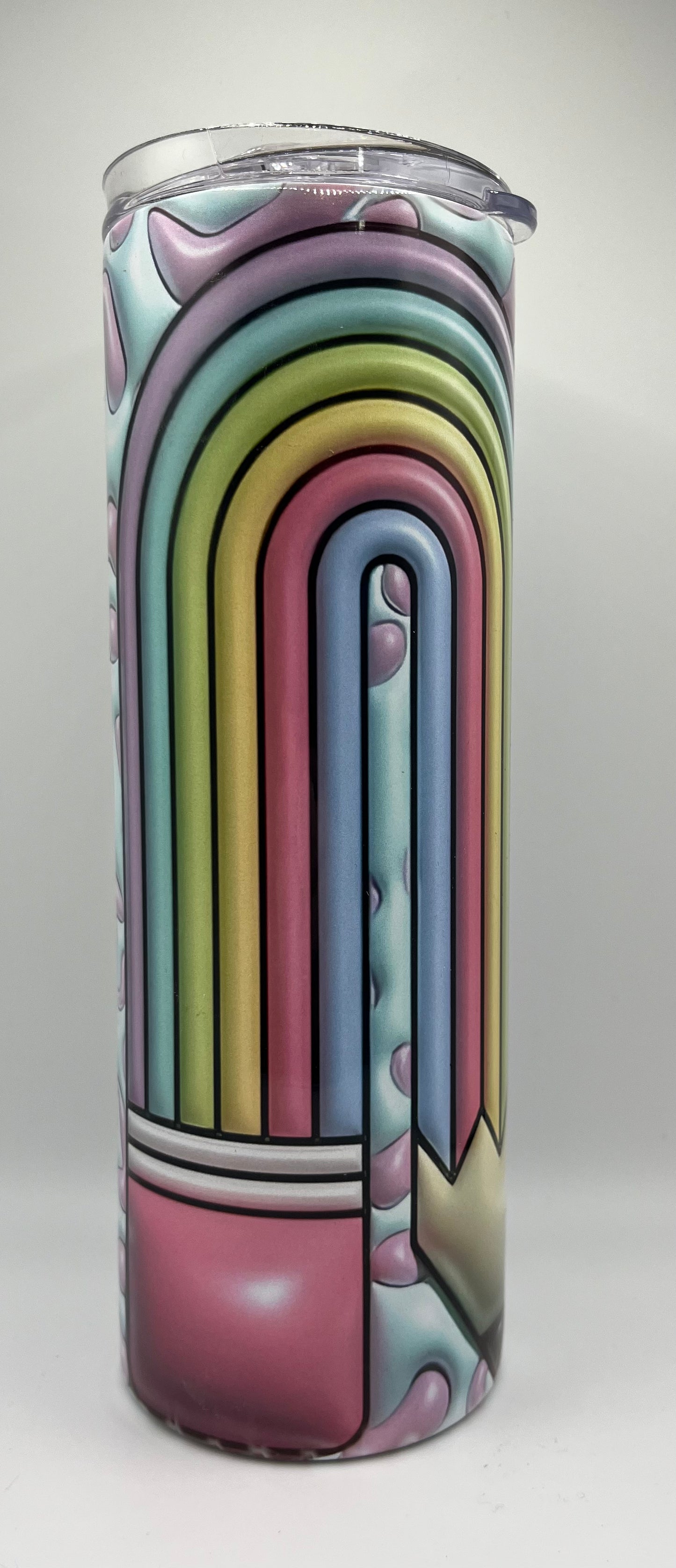 Pastel Rainbow/Teacher Bubble Print 20oz Steel Tumbler