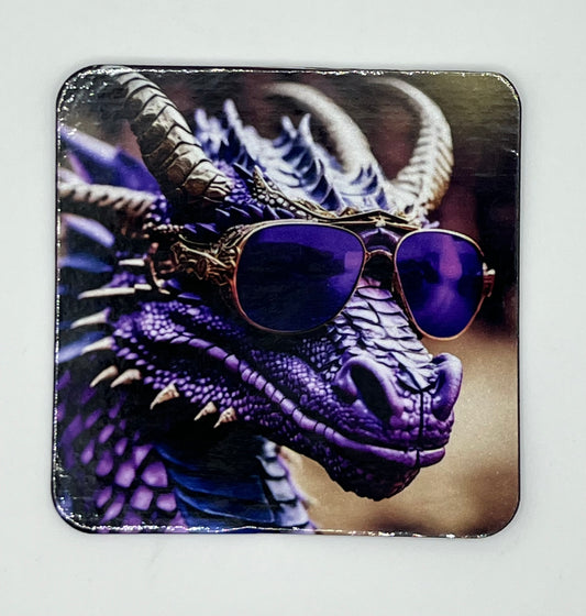 Purple Rock Dragon 3”x3” Magnet