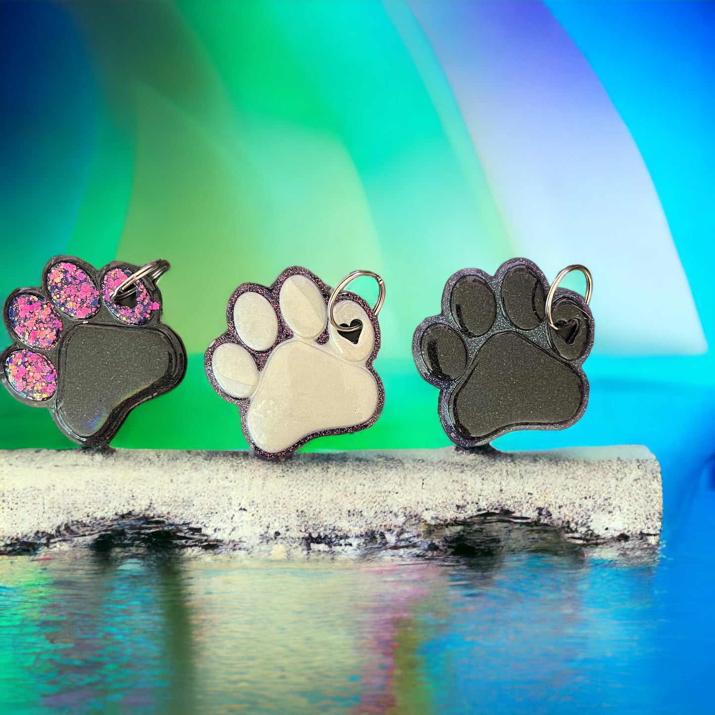 Resin Paw Print Keychain