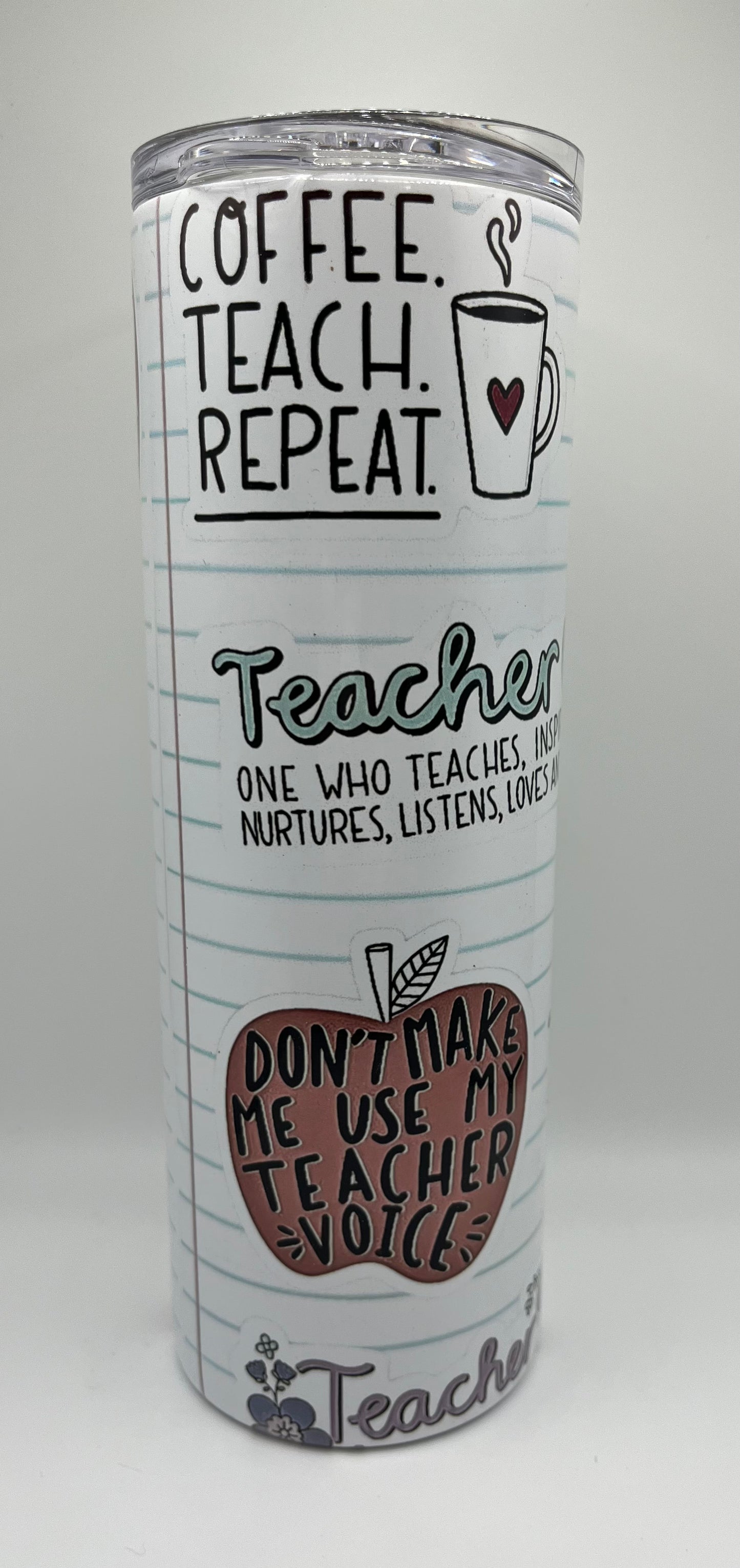 Teacher Loose Leaf Stickers 20oz Steel Tumbler