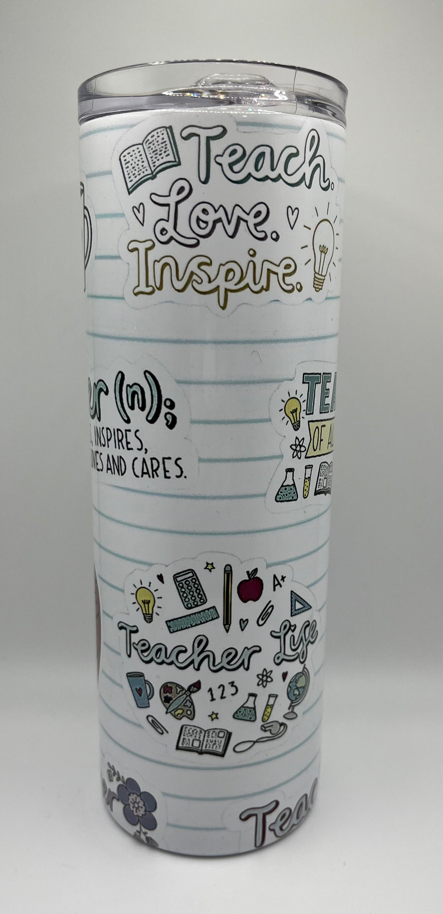 Teacher Loose Leaf Stickers 20oz Steel Tumbler