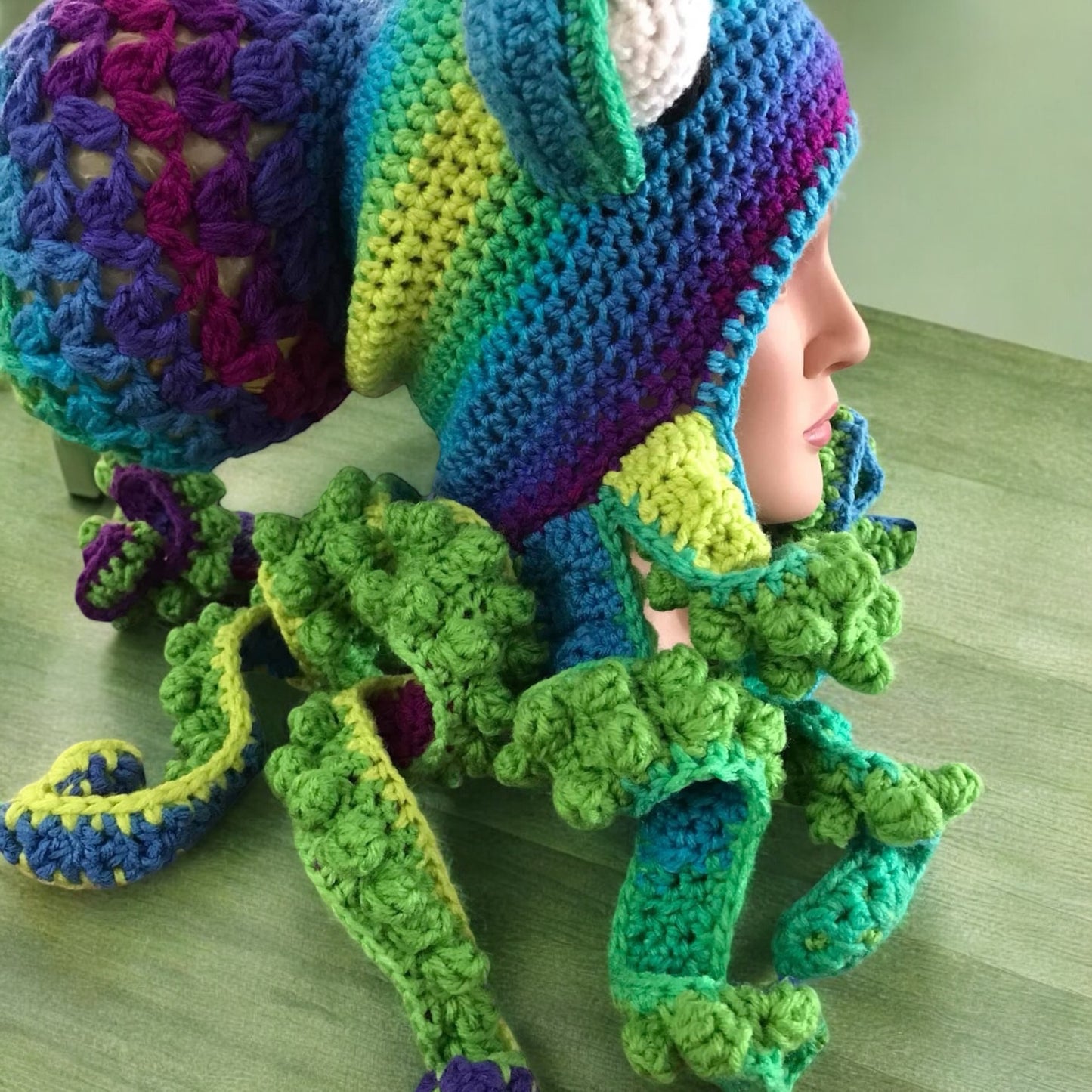 Crochet Octopus Sea Monster Beanie Hat (purple/teal)