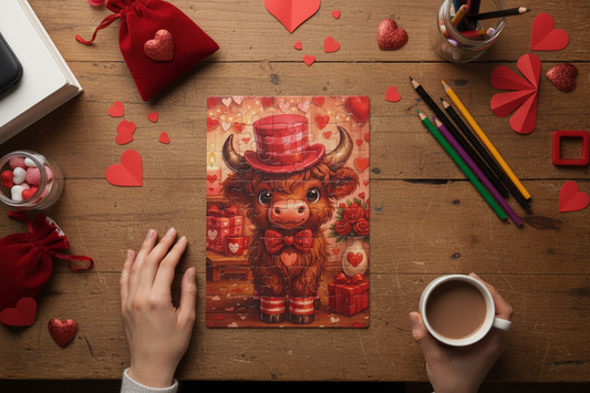 40pc Valentine's Highland Cow Puzzle